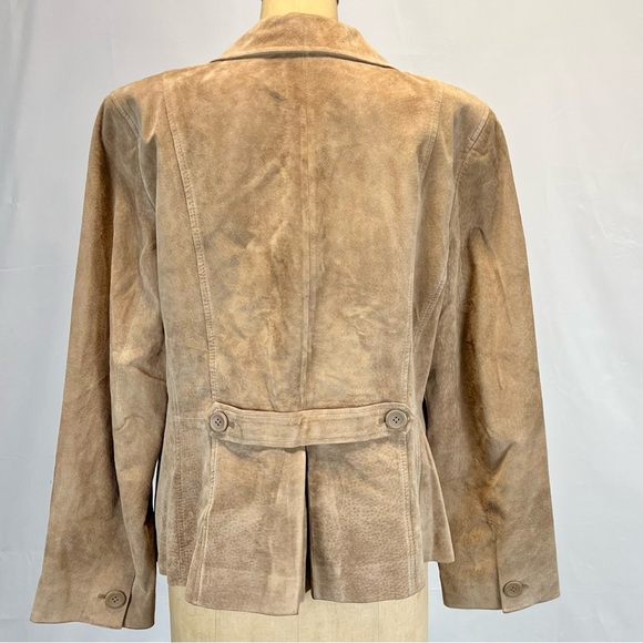 Leather suede blazer women’s suit jacket coat earthy brown tailored LOFT - Picture 6 of 11